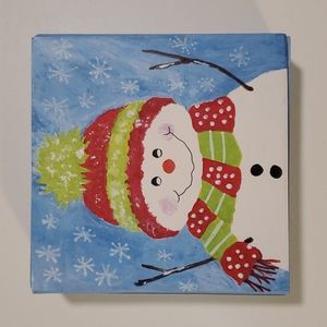 Rustic Decoupage Snowman Art
